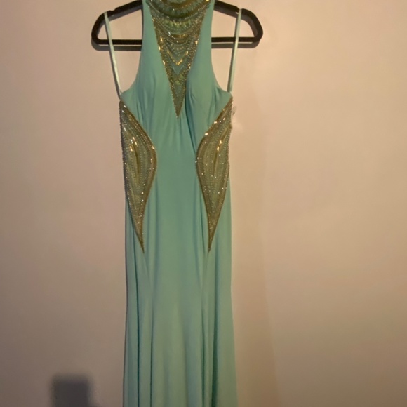 Light blue body con straight prom dress - Picture 6 of 10